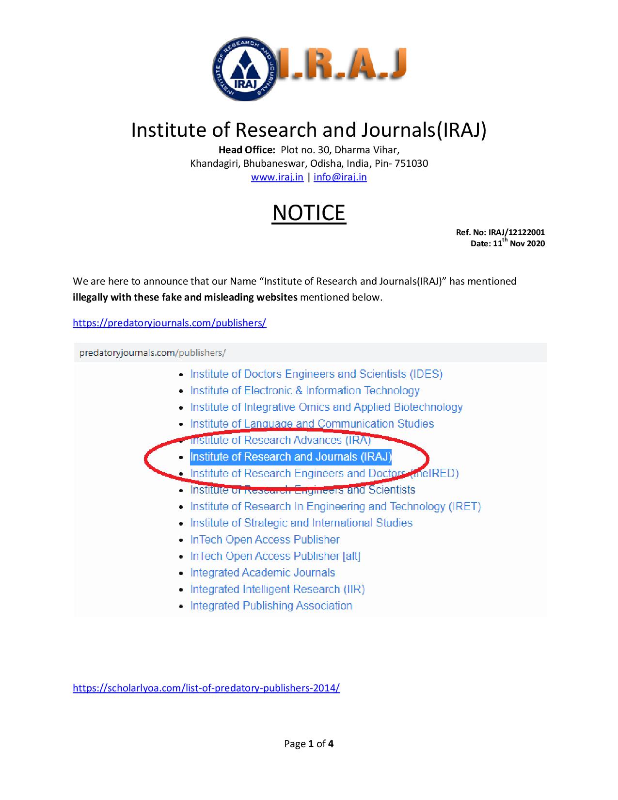 Institute of Research and Journals